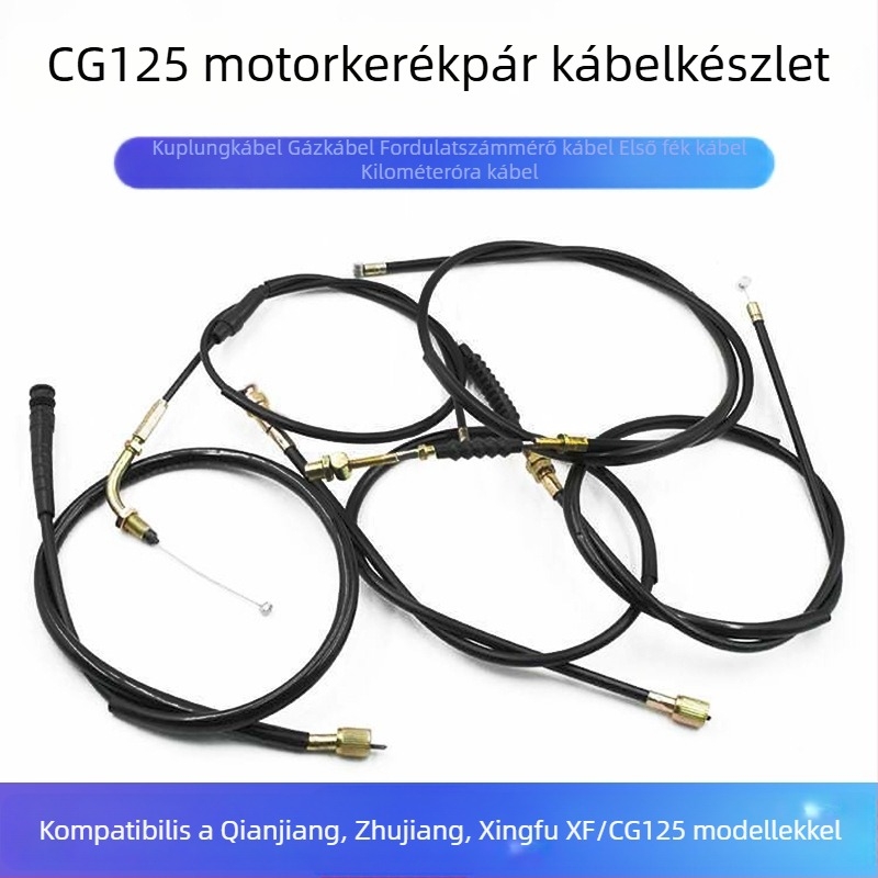 CG125 Zhujiang ZJ kábelkészlet: kuplung, gázadás, sebességmérő, fordulatszámmérő és fék kábel a Qianjiang Happiness modellhez