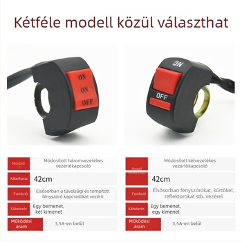 Motorkerékpár módosított kapcsoló: kioltókapcsoló, LED fényszóró és dupla villogó gomb