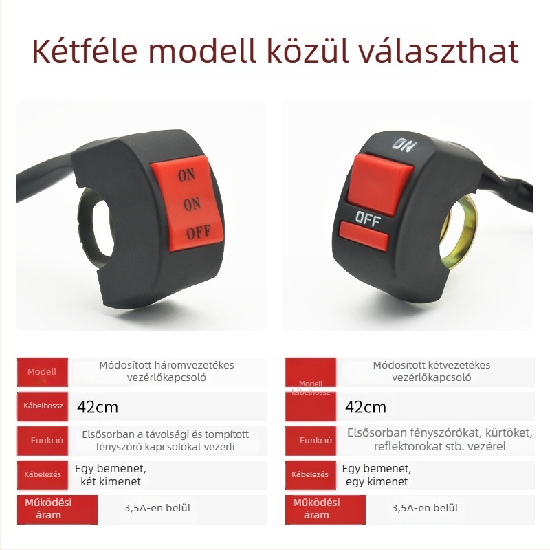 Motorkerékpár módosított kapcsoló: kioltókapcsoló, LED fényszóró és dupla villogó gomb