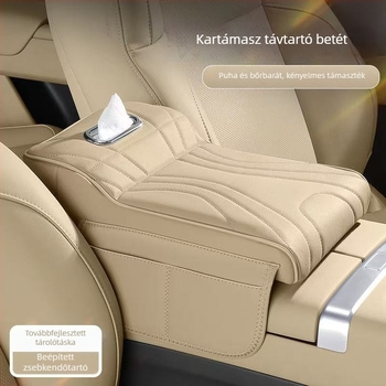 Univerzális autó kartámasz rendező emelhető párnával, zsebkendő tartóval és védő tároló tasakkal