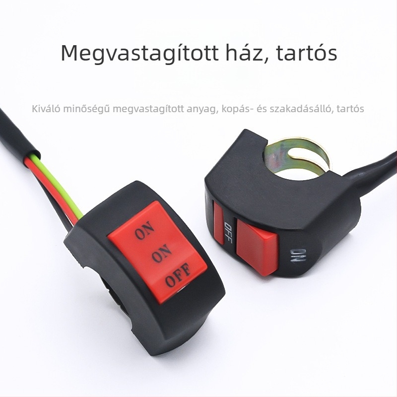 Mogelon elektromos motorkerékpár fényszóró kapcsoló, háromállású ON/OFF a közel- és távolfényhez, LED spot a kormányon