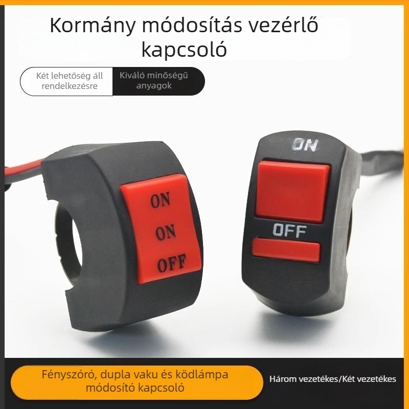 Mogelon elektromos motorkerékpár fényszóró kapcsoló, háromállású ON/OFF a közel- és távolfényhez, LED spot a kormányon