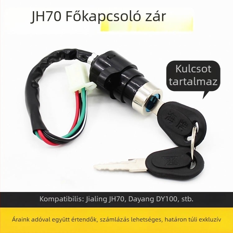 Elektromos gyújtáskapcsolóval ellátott zár a Jialing JH70 és Dayang DY90 motorkerékpárokhoz