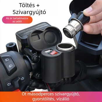 Motorkerékpár kormány USB töltő és 12V vízálló szivargyújtó fej adapter