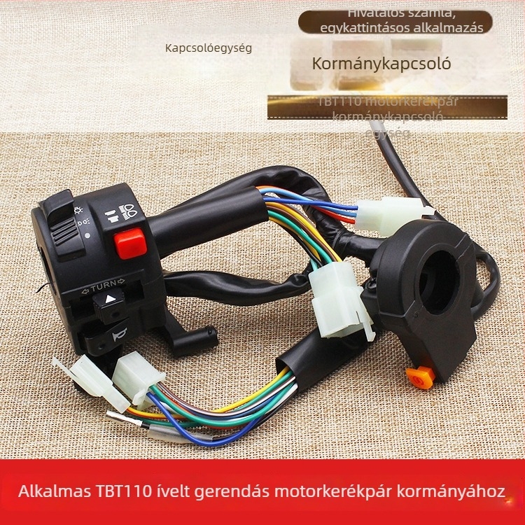 TBT110 motorkerékpár kormányegység kürttel, fényszóróval, elektromos indítással és kormánygomb kapcsolóval