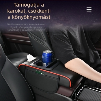Autóhoz való többfunkciós kartámasz-doboz emelt csillagos tetővel, egyszerű változat, pohártartó, zsebkendő-tartó és telefontartó zsebbel