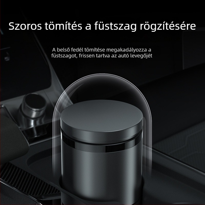 Intelligens autós hamutartó fedéllel és világítással, személyre szabott, többfunkciós hamutál autóhoz