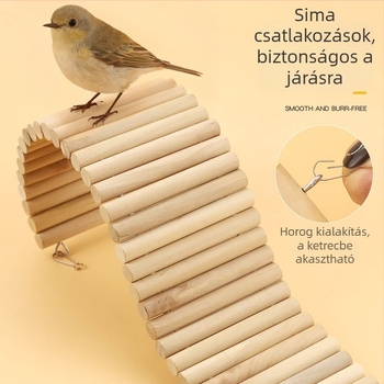Fából készült hamster élőhely dekor: elválasztó fal, íves híd, kapaszkodó létra és hintázó játék