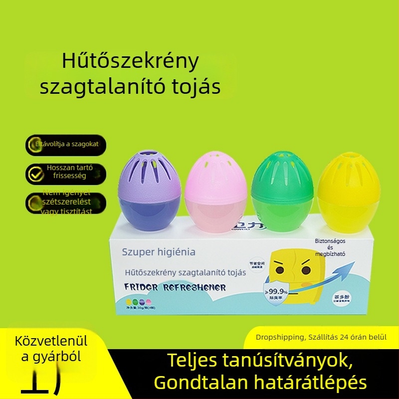 Tojás alakú hűtőszekrény-deodoráló citrom illattal, többfunkciós szagabszorber és tisztító