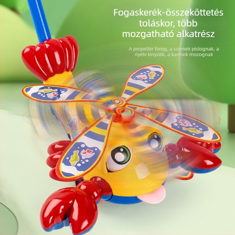 Homár formájú járássegítő tologatható játék – egyetlen rúddal