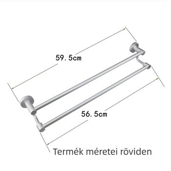 Űr-alumínium kétrudas törölközőtartó, magas és alacsony rész, két szint, anodizált felület, fürdőszobai kiegészítő