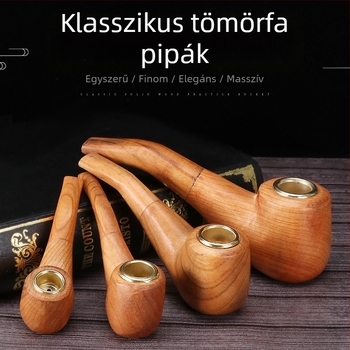 Kézzel polírozott tömörfa pipa, retro hordozható kivitel, több méretben gyakorláshoz