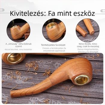 Kézzel polírozott tömörfa pipa, retro hordozható kivitel, több méretben gyakorláshoz