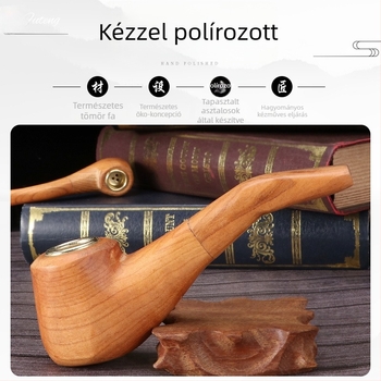 Kézzel polírozott tömörfa pipa, retro hordozható kivitel, több méretben gyakorláshoz