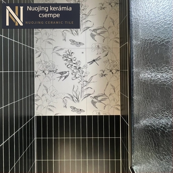 Fekete matt négyzetrácsos csempe, 300×600 mm, konyha- és fürdőszoba falaira, Nordic stílus, csúszásmentes