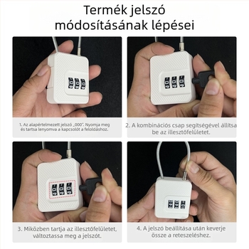 Acélhuzalos jelszavas lakat szekrényekhez, poggyászhoz, hátizsákokhoz és kerékpárokhoz – gyermekbiztonság
