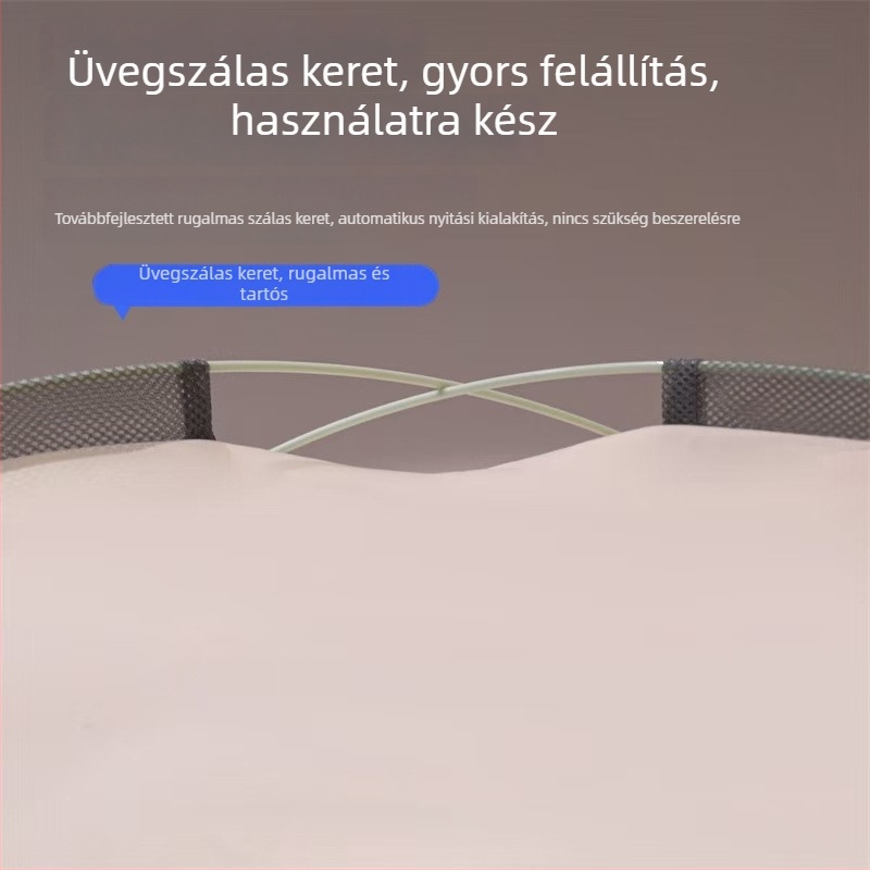 Mongol jurta stílusú hálószobai szúnyogháló, összecsukható, szerelés nélküli, dupla ajtóval, üvegszálas kerettel, gyermekbiztos