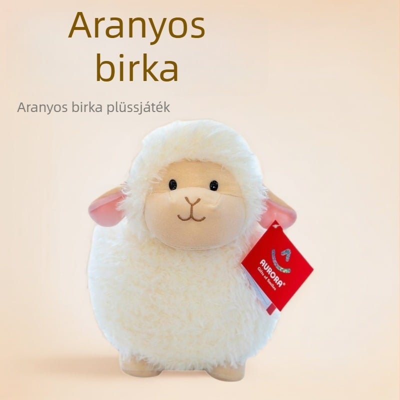 AURORA Kicsi bárány plüssjáték – aranyos bárány párna gyerekeknek, textilbaba, bárány alakú plüssgolyó