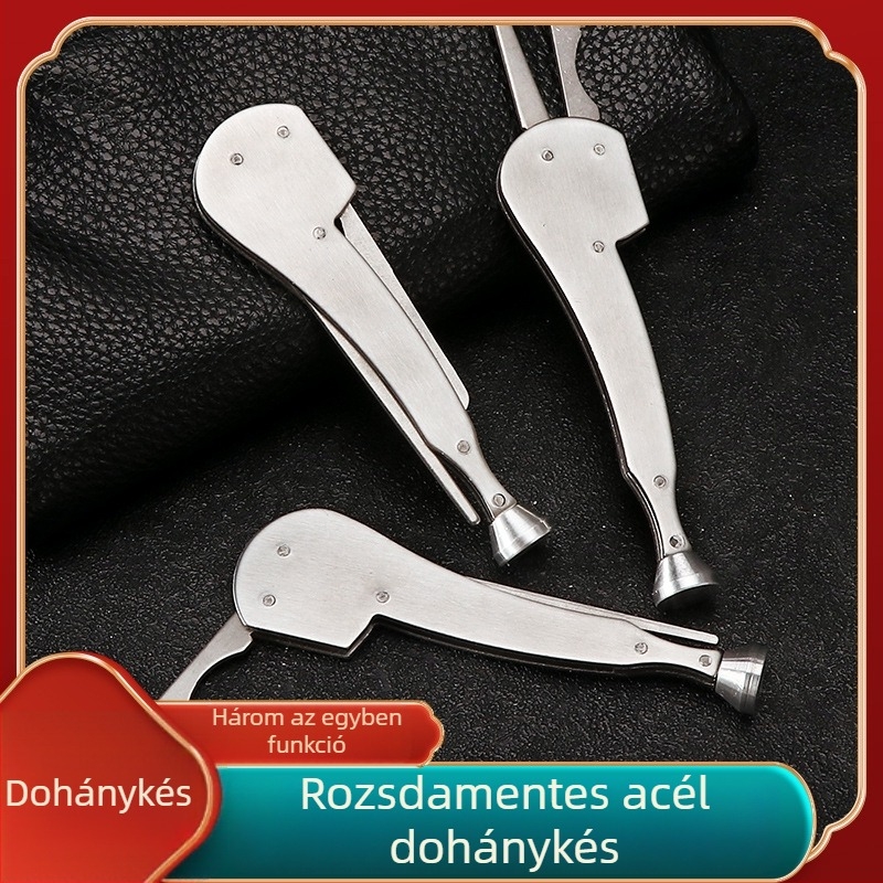 Három az egyben fém cigaretta- és pipatartozék – rozsdamentes acél