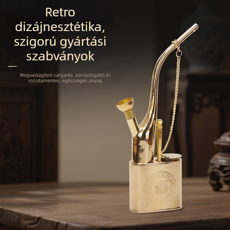 Fém vízipipa, kettős használat, levehető, magas hatékonyságú szűrővel, retro bronz dizájn Fu szimbólummal