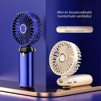 USB kézi ventilátor, mini hordozható diák ventilátor digitális kijelzővel, összecsukható aromaterápiás kis elektromos ventilátor