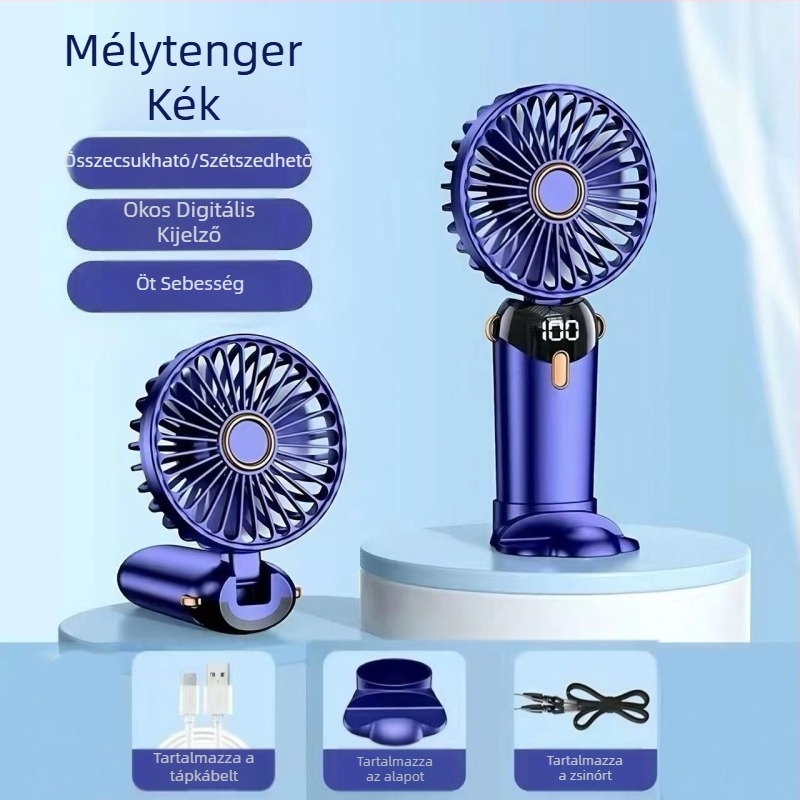 USB kézi ventilátor, mini hordozható diák ventilátor digitális kijelzővel, összecsukható aromaterápiás kis elektromos ventilátor