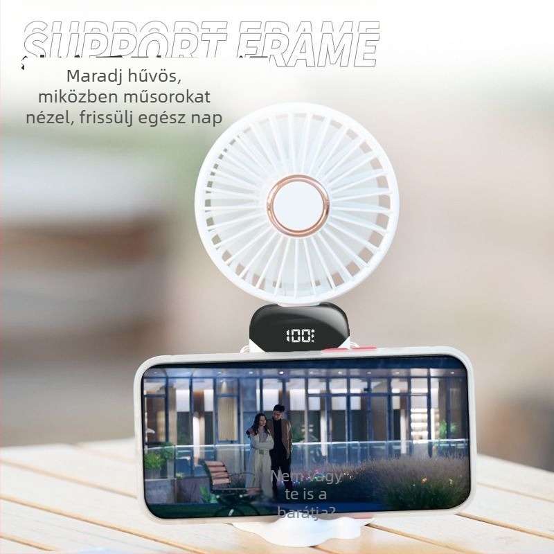 USB kézi ventilátor, mini hordozható diák ventilátor digitális kijelzővel, összecsukható aromaterápiás kis elektromos ventilátor