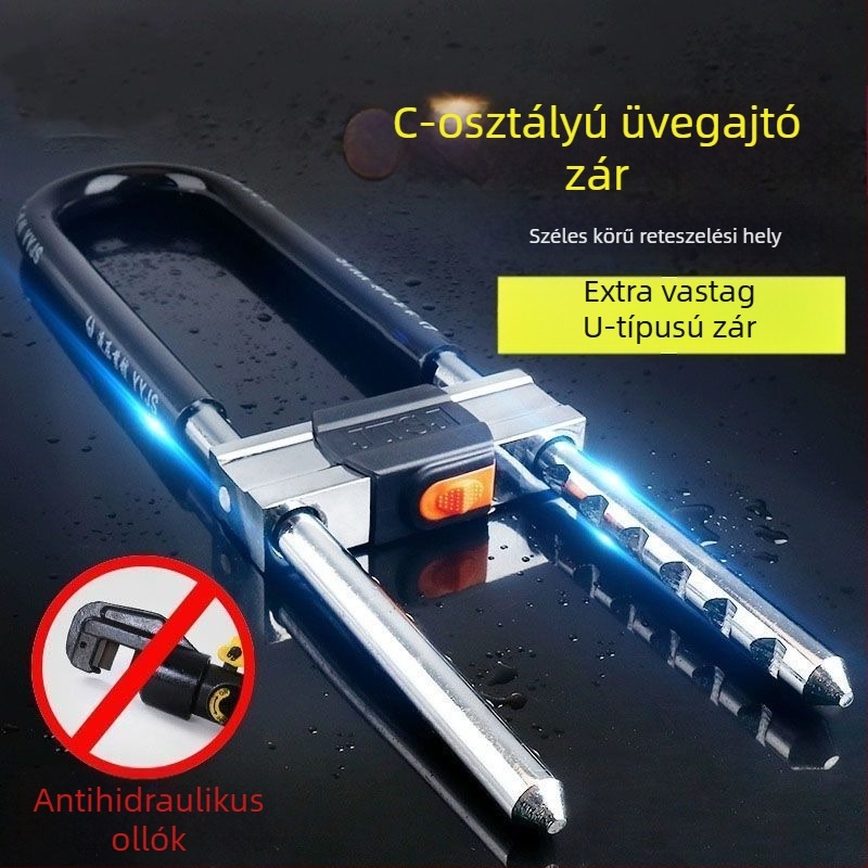 Rozsdamentes acélból készült U-alakú zár üvegajtókhoz, dupla zár, kültéri használatra