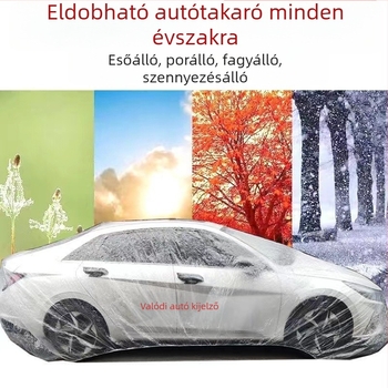 Egyszer használatos autóvédő, átlátszó műanyag fólia, por- és vízálló védelem