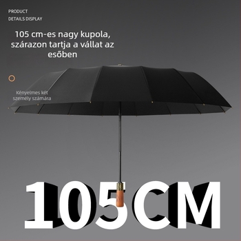 Automata összecsukható esernyő fa markolattal, 12 bordával, szélálló, UV-védelemmel, reklám esernyő