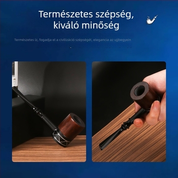 Új klasszikus Bahufa dohánypipe, 5 mm-es vékony fémnyéllel, levehető nyél