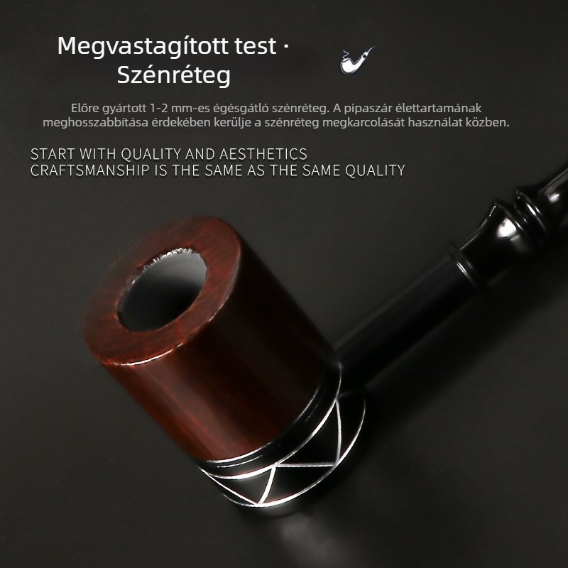 Új klasszikus Bahufa dohánypipe, 5 mm-es vékony fémnyéllel, levehető nyél