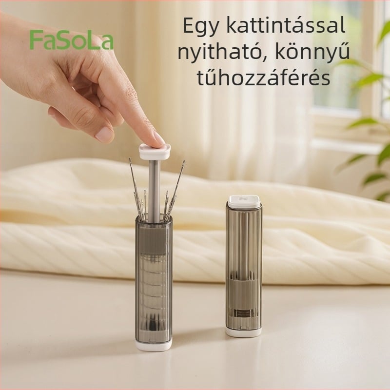 FaSoLa mágneses tűtartó doboz és hordozható kézi varráskészlet — varrós- és hímzőtűk, tűcső és varráskitépő eszköz