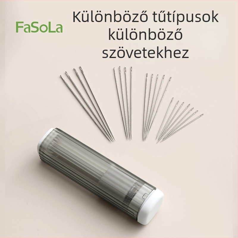 FaSoLa mágneses tűtartó doboz és hordozható kézi varráskészlet — varrós- és hímzőtűk, tűcső és varráskitépő eszköz