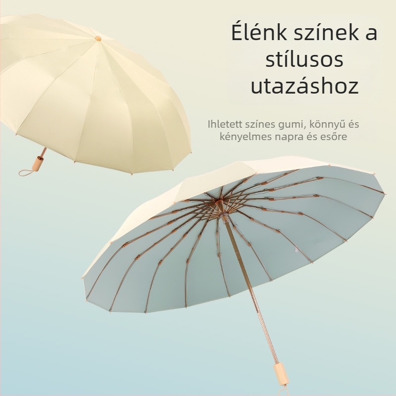 32 bordájú vintage nap- és esőernyő, nagy méretű, szélálló, UV-védelemmel, nőknek és diákoknak.