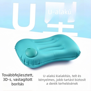 Felfújható utazó párna deréktámasz-támogatással, hordozható autópárna, összecsukható pihenő párna kültéri használatra