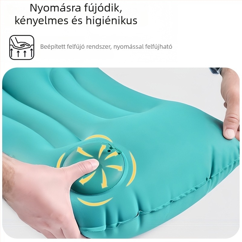 Felfújható utazó párna deréktámasz-támogatással, hordozható autópárna, összecsukható pihenő párna kültéri használatra
