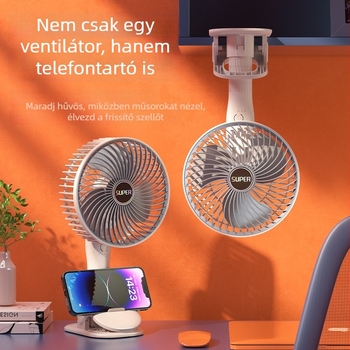 USB töltésű klipszes ventilátor – kompakt, hordozható asztali/fali ventilátor kempinghez, otthonhoz és irodához