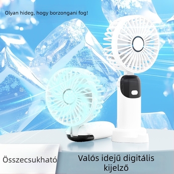 Új, kézben tartható összecsukható mini ventilátor, aranyos, hordozható, nyakba akasztható, csendes, USB-ről tölthető, diákok számára