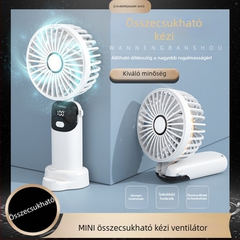 Új, kézben tartható összecsukható mini ventilátor, aranyos, hordozható, nyakba akasztható, csendes, USB-ről tölthető, diákok számára