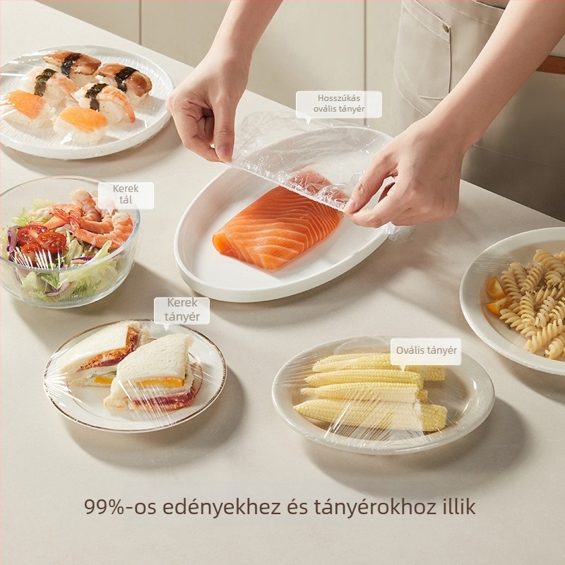 Little Phoenix PE egyszer használatos fedő tálak és tányérok számára, élelmiszer-minőségű, hűtőszekrényben tároláshoz, porvédő