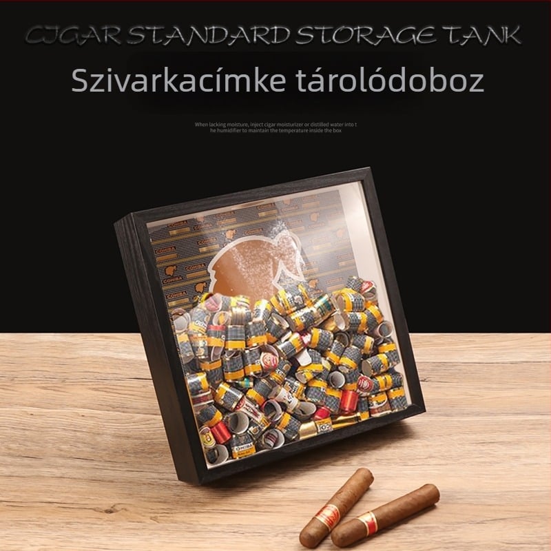 Szivar tároló üveg – bemutató dobozzal, luxus ajándék, címke tároló üveg