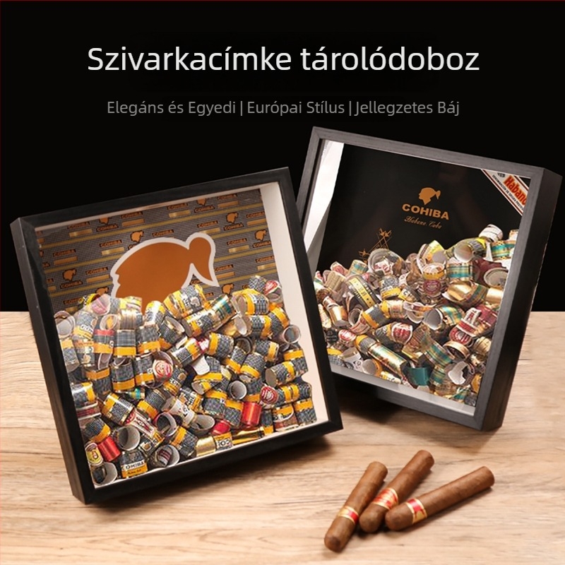 Szivar tároló üveg – bemutató dobozzal, luxus ajándék, címke tároló üveg
