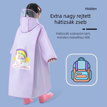 Gyerek EVA esőkabát – hosszú poncsó rejtett iskolai rekesz, vízálló
