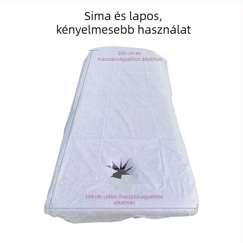 Egyszer használatos masszázságy lepedő lyukkal, lélegező nem szövött anyag, olaj- és szennyeződésálló, vastagabb védőhuzat