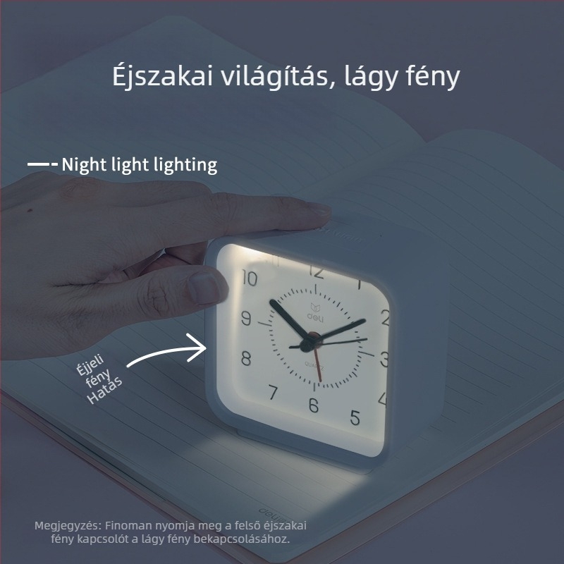 Deli 8851 ébresztőóra időzítő, halk üzemmóddal, tanuláshoz, konyhai emlékeztető, lágy éjszakai fény, iroda