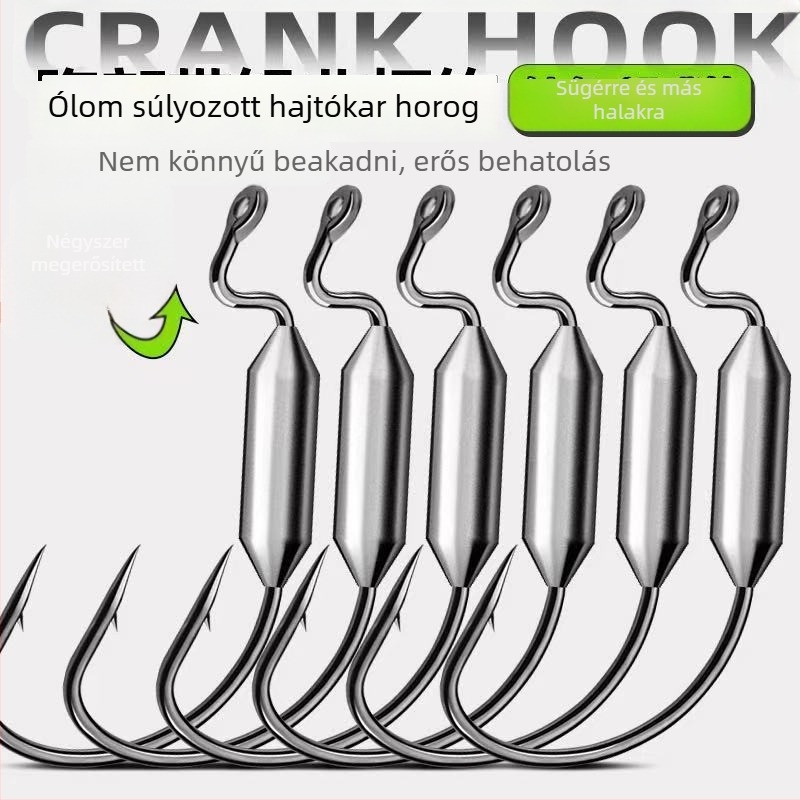 7316 Crank horog ólomfejjel lágy csalikhoz, aljban ütközés elleni védelem, Texas rig halászathoz édes- és sós vízben