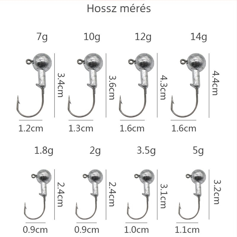 Ólomfejű horog foszforeszkáló színnel, puha csalival és férgekkel használható