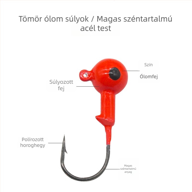 Ólomfejű horog foszforeszkáló színnel, puha csalival és férgekkel használható