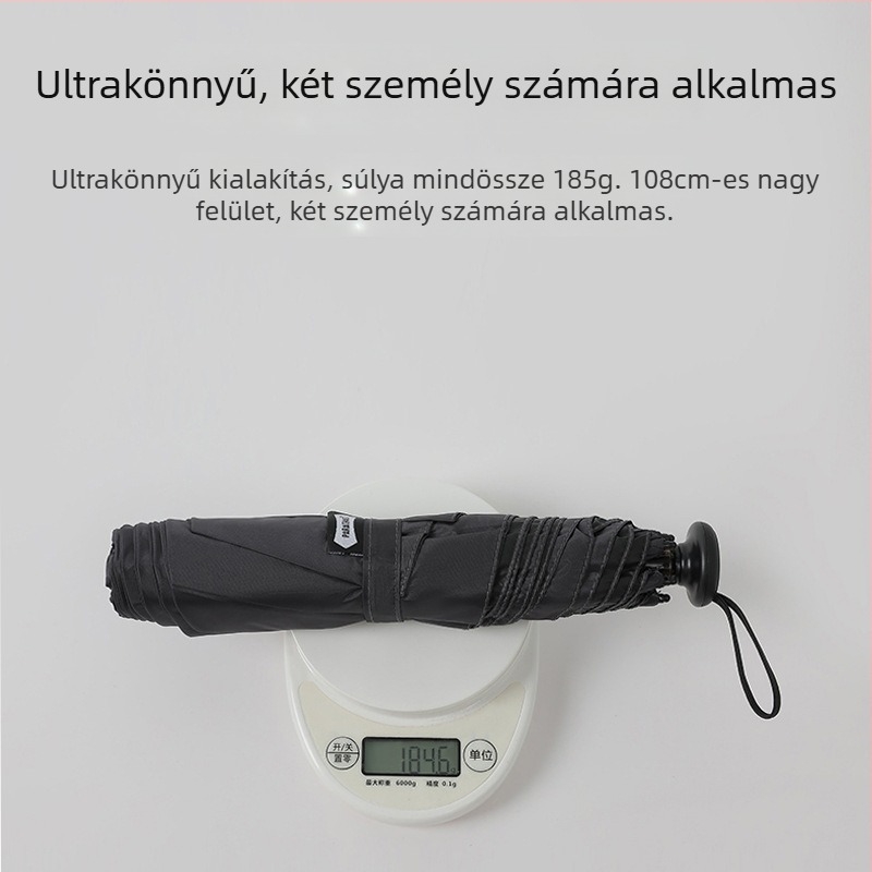 PARACHASE 108 cm ultra könnyű, megnagyított esernyő vinyl bevonattal, UV védelem UPF 50+, nap- és eső elleni parasol nőknek